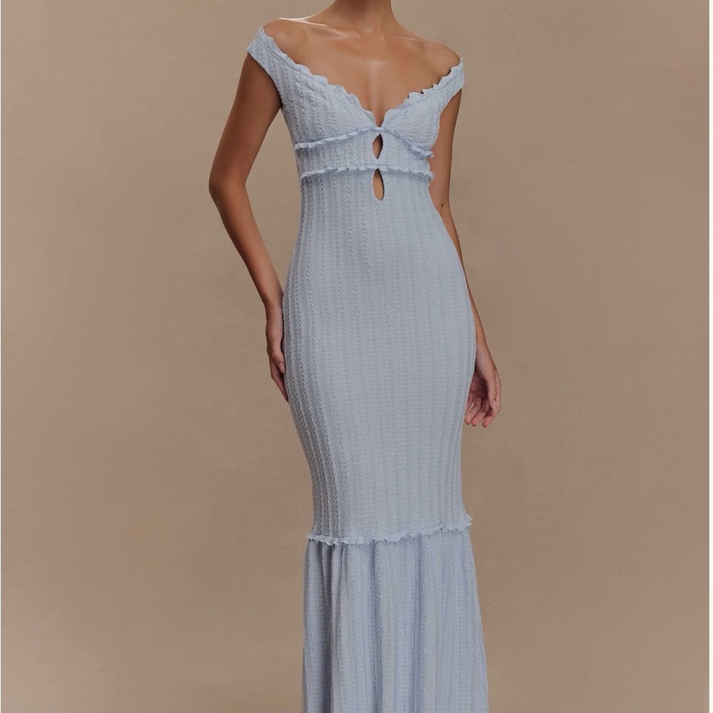 Meshki Natalie Off-Shoulder Maxi Dress - Sky Blue
